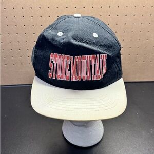 Vintage Stone Mountain Georgia Snapback Hat Black Red White Baseball Cap